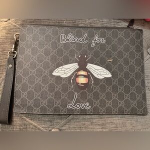 UPCYCLED “GG” Black Clutch with Bee Design